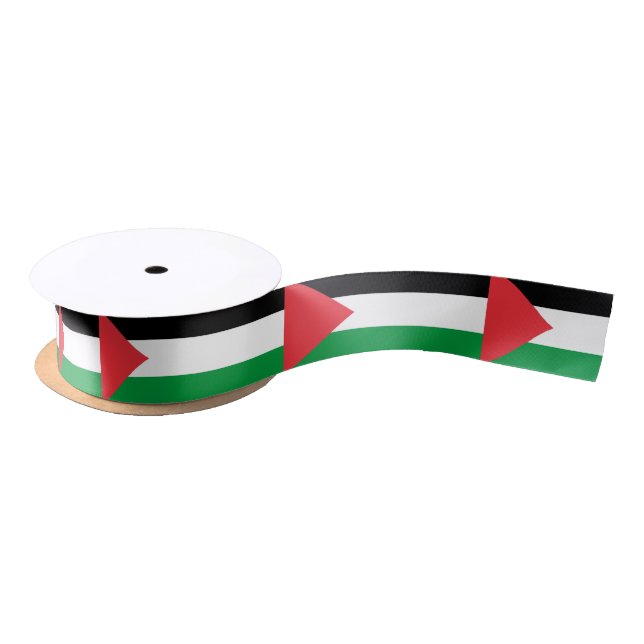 Patriotic Ribbon with Flag of Palestine Satin Ribbon (Spool)