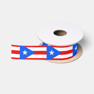 Patriotic Ribbon with Flag of Puerto Rico Satin Ribbon