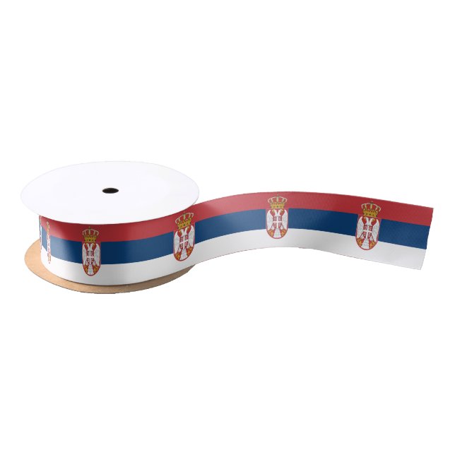 Patriotic Ribbon with Flag of Serbia Satin Ribbon (Spool)