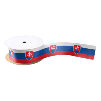 Patriotic Ribbon with Flag of Slovakia Satin Ribbon