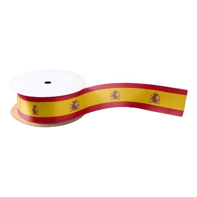 Patriotic Ribbon with Flag of Spain Satin Ribbon (Spool)