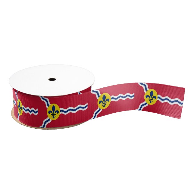 Patriotic Ribbon with Flag of St. Louis, Missouri Grosgrain Ribbon (Spool)