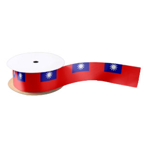 Patriotic Ribbon with Flag of Taiwan Satin Ribbon
