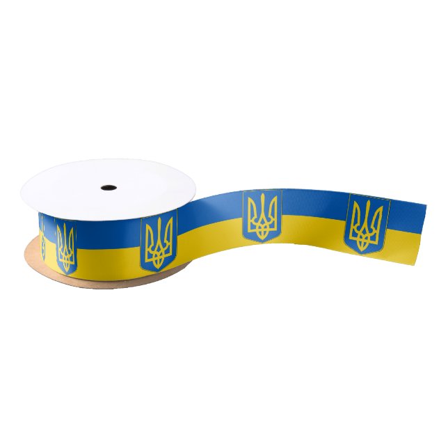 Patriotic Ribbon with Flag of Ukraine Satin Ribbon (Spool)