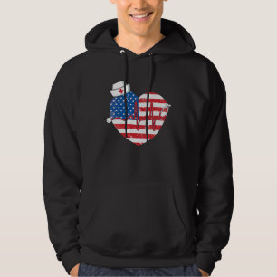 Patriotic RN LPN CNA American Flag July 4th Nurse Hoodie