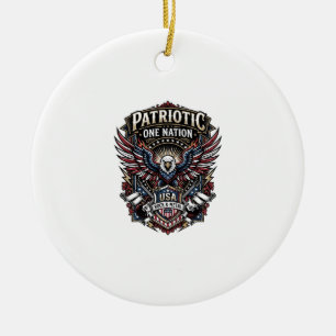 Patriotic Rock Eagle Crest Music Rock Metal Patrio Ceramic Tree Decoration