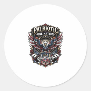 Patriotic Rock Eagle Crest Music Rock Metal Patrio Classic Round Sticker