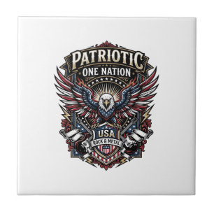 Patriotic Rock Eagle Crest Music Rock Metal Patrio Tile