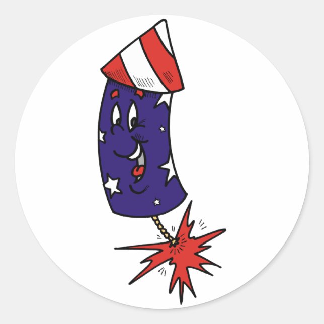 Patriotic Rocket Classic Round Sticker (Front)