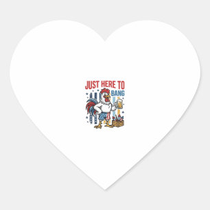Patriotic Rooster Fireworks Vintage Shirt Design_1 Heart Sticker
