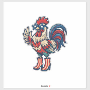 Patriotic Rooster in Heels Vintage Engraving Shirt