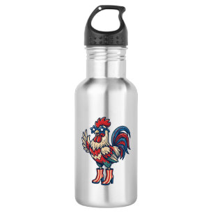 Patriotic Rooster in Heels Vintage Engraving Shirt 532 Ml Water Bottle