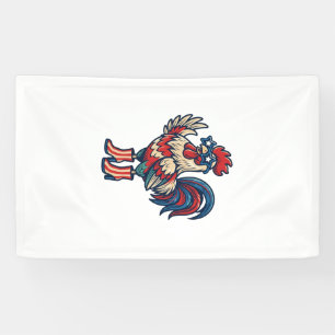 Patriotic Rooster in Heels Vintage Engraving Shirt Banner