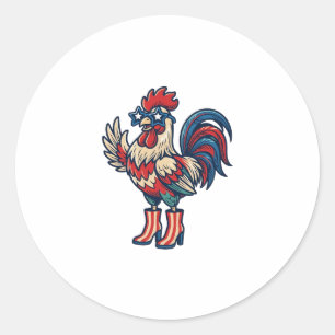 Patriotic Rooster in Heels Vintage Engraving Shirt Classic Round Sticker