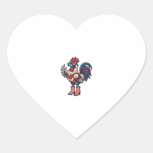Patriotic Rooster in Heels Vintage Engraving Shirt Heart Sticker