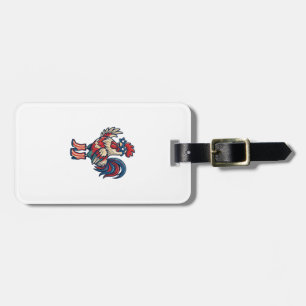Patriotic Rooster in Heels Vintage Engraving Shirt Luggage Tag