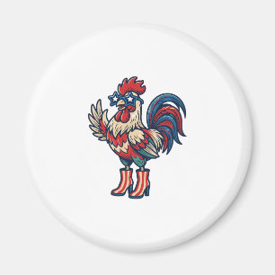 Patriotic Rooster in Heels Vintage Engraving Shirt Magnet