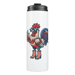 Patriotic Rooster in Heels Vintage Engraving Shirt Thermal Tumbler