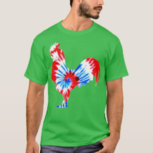 Patriotic Rooster July 4th Farmer Hippie Tie Dye T-Shirt