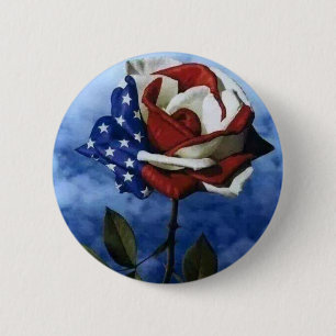 Patriotic Rose 6 Cm Round Badge
