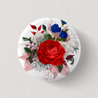 Patriotic Rose Bouquet 3 Cm Round Badge