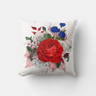 Patriotic Rose Bouquet Cushion