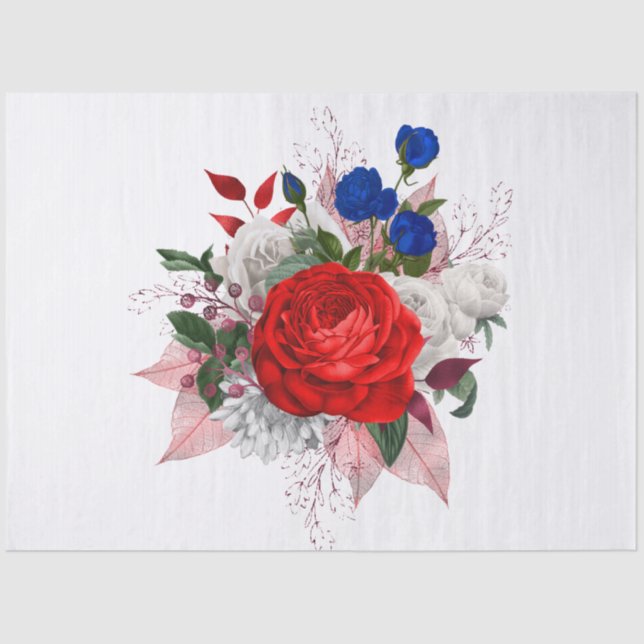Patriotic Rose Bouquet Tissue Paper (Front)