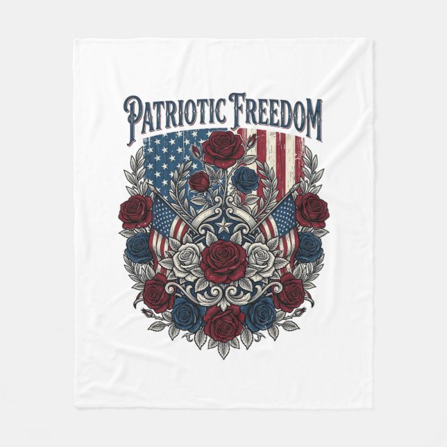 Patriotic Rose Garden Fleece Blanket (Front)
