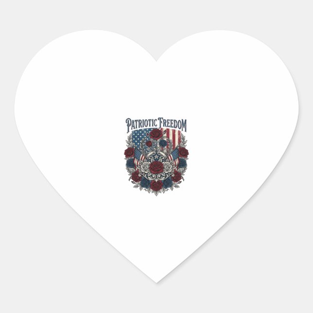 Patriotic Rose Garden Heart Sticker (Front)