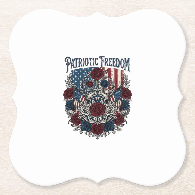 Patriotic Rose Garden Paper Coaster (Front)