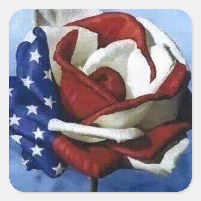 Patriotic Rose Square Sticker (Front)