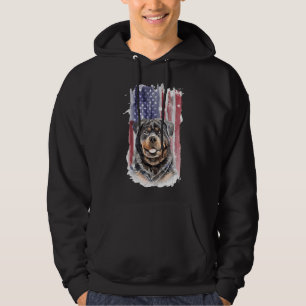 Patriotic Rottweiler American Flag Dog Hoodie