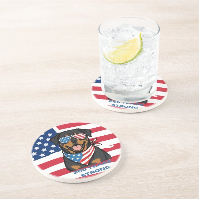 Patriotic Rottweiler  Coaster (Side)