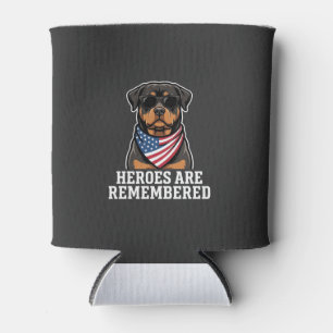 Patriotic Rottweiler Hero Dog Vector Design Can Cooler