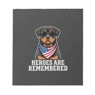 Patriotic Rottweiler Hero Dog Vector Design Notepad