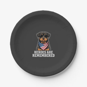 Patriotic Rottweiler Hero Dog Vector Design Paper Plate