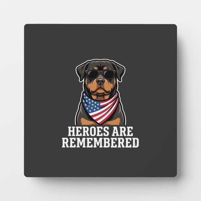 Patriotic Rottweiler Hero Dog Vector Design Plaque (Front)