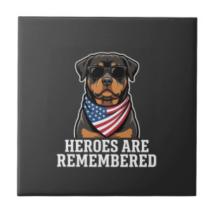 Patriotic Rottweiler Hero Dog Vector Design Tile