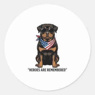 Patriotic Rottweiler Hero Dog Vintage Design_1 Classic Round Sticker
