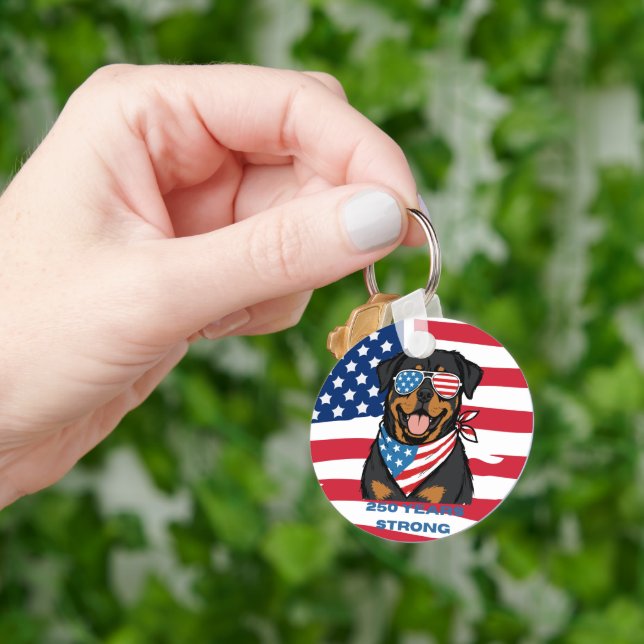 Patriotic Rottweiler Key Ring (Hand)