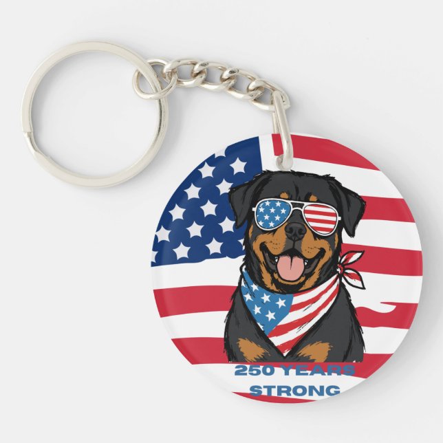Patriotic Rottweiler  Key Ring (Front)