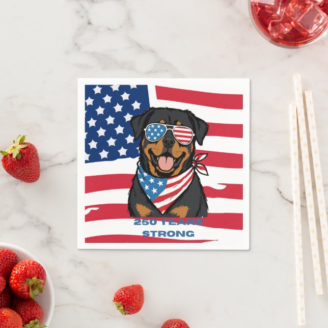 Patriotic Rottweiler  Napkin (Insitu)
