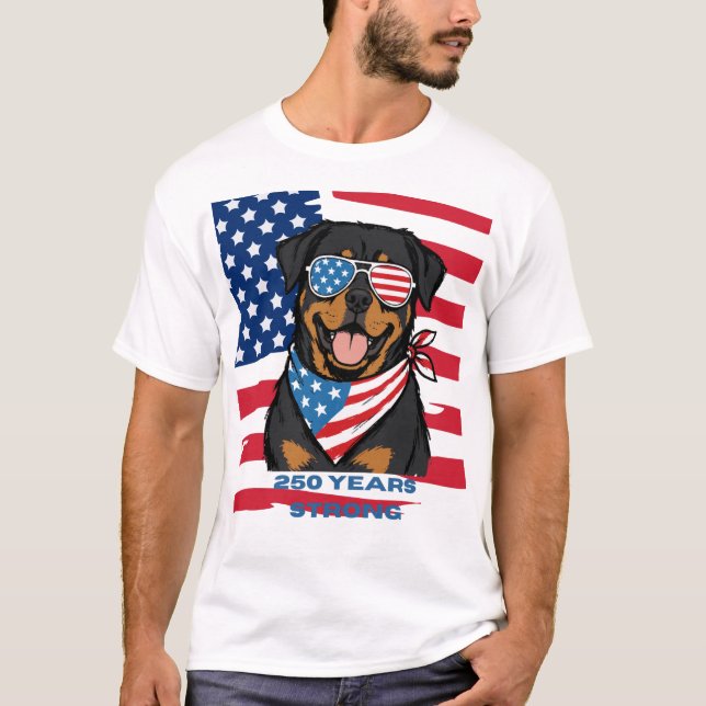 Patriotic Rottweiler  T-Shirt (Front)
