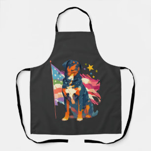 Patriotic Rottweiler with USA Flag Art Apron