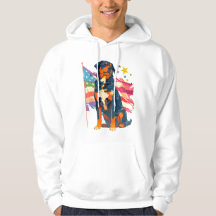 Patriotic Rottweiler with USA Flag Art Hoodie