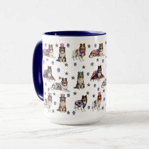Patriotic Rough Collies Mug