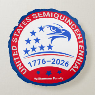 Patriotic Round Pillow • 1776–2026 Family Keepsake