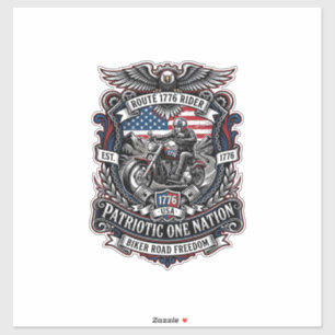 Patriotic Route 1776 Rider Biker Road Freedom Patr