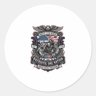 Patriotic Route 1776 Rider Biker Road Freedom Patr Classic Round Sticker