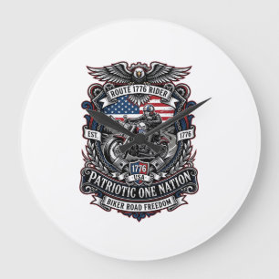 Patriotic Route 1776 Rider Biker Road Freedom Patr Large Clock